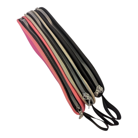 RARE 90s IKEA Lursjon #0439 3 Detachable Zip Pouches Pink/Black/Cement 10"x7.5" - Picture 2 of 10